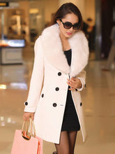 Aurohaya Elegant Double Breasted Wool Coat with Pockets, Bow Tie, and Belt for Women Long Sleeve Autumn/Winter Outerwear